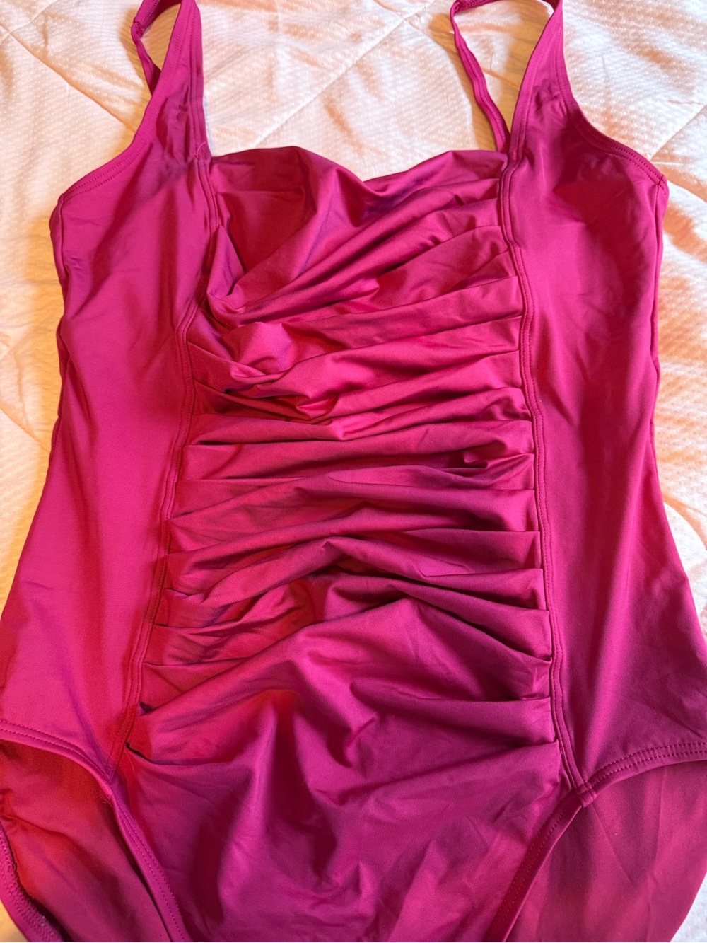 Calvin Klein Fuchsia Ruched One-Piece Swimsuit - Picture 2 of 5